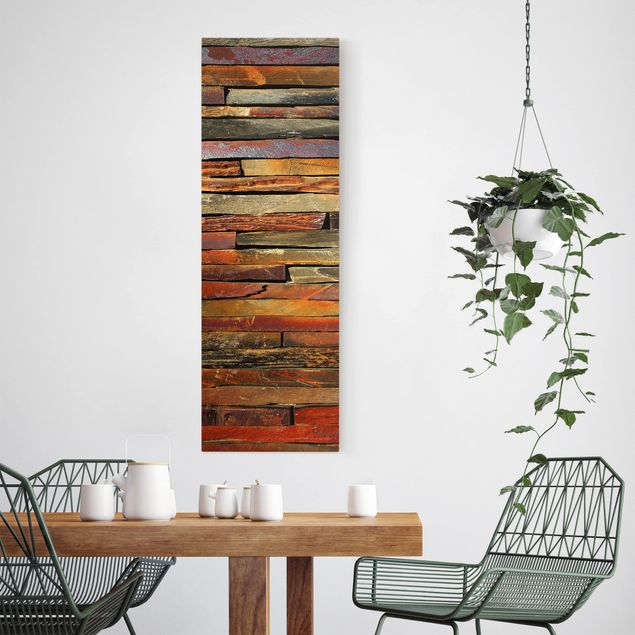 Retro wall art Stack of Planks
