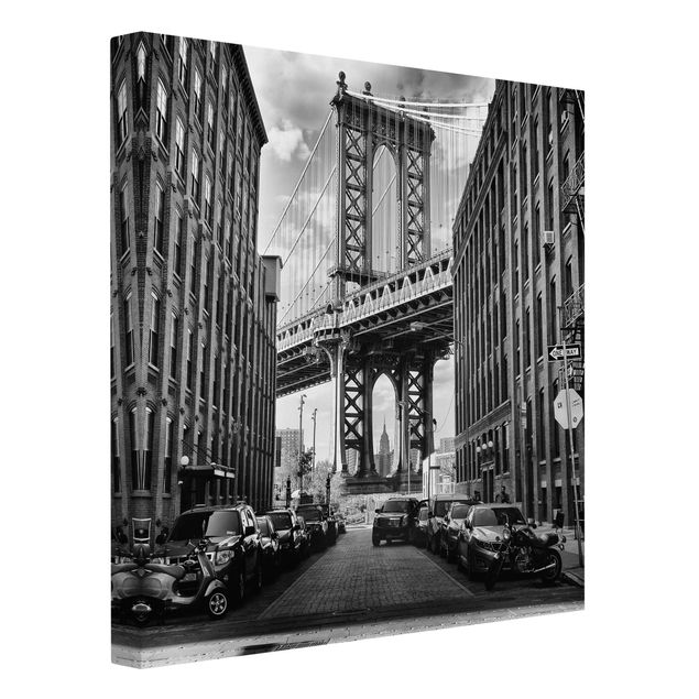 Canvas black and white Manhattan Bridge In America