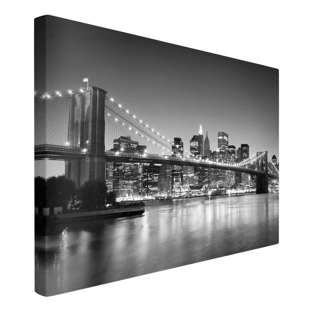 Black and white canvas art Brooklyn Bridge in New York II