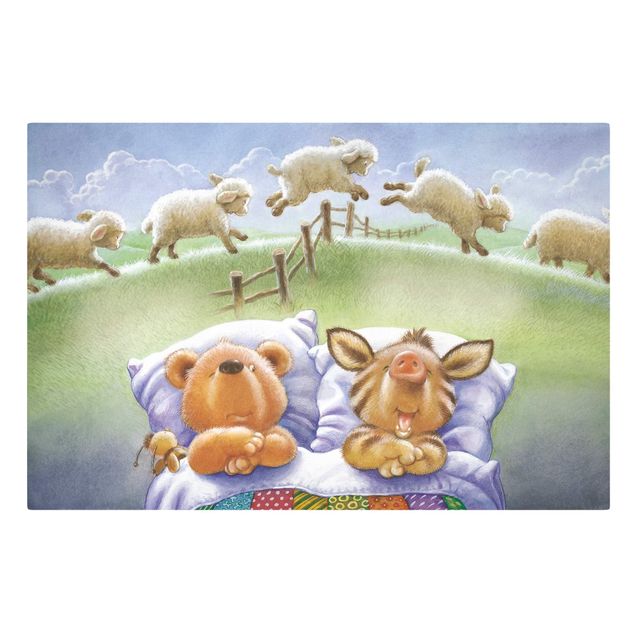 Modern art prints Buddy Bear - Counting Sheep