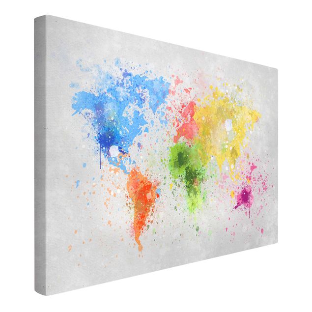 Canvas maps Colourful Splodges World Map