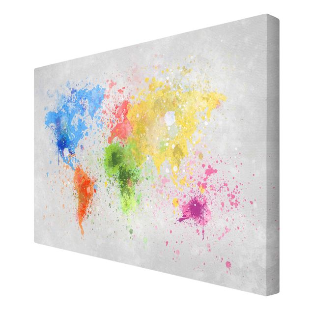 Prints Colourful Splodges World Map