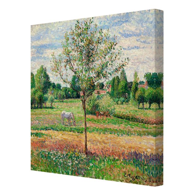 Landscape canvas prints Camille Pissarro - Meadow with Grey Horse, Eragny