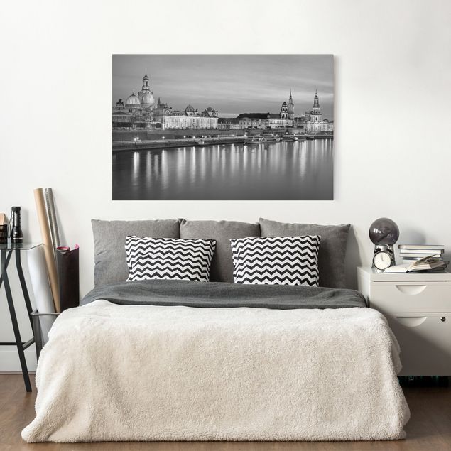 Canvas black and white Canaletto's View At Night II