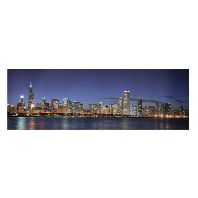 Prints Chicago Skyline At Night