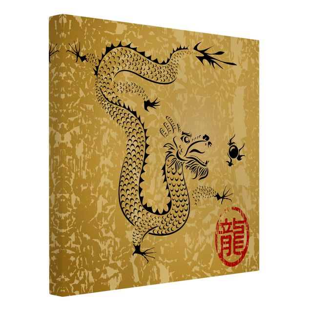 Retro canvas art Chinese Dragon