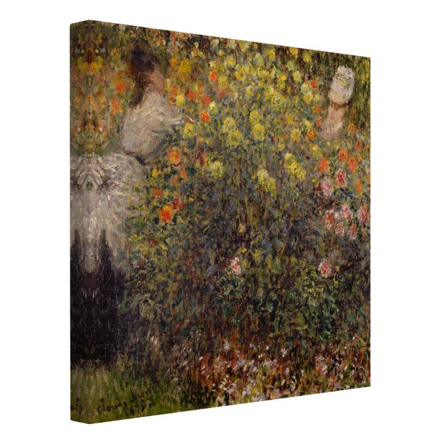 Dog canvas art Claude Monet - Two Ladies in the Flower Garden