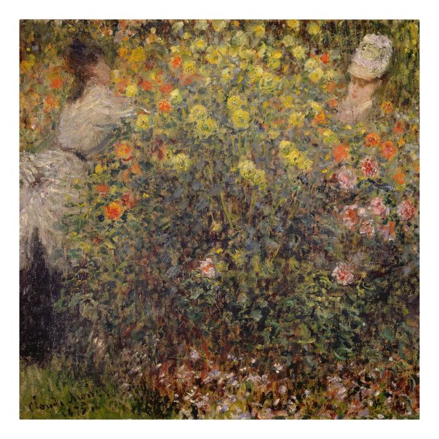 Canvas art Claude Monet - Two Ladies in the Flower Garden