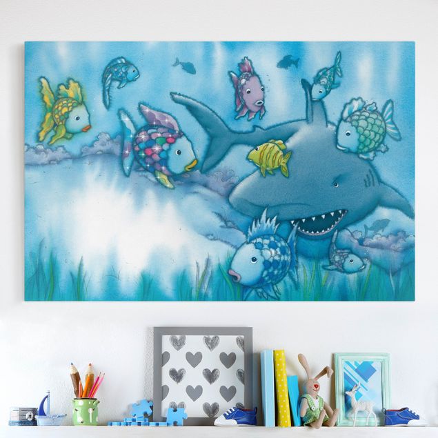 Canvas prints fishes The Rainbow Fish - Shark Attack
