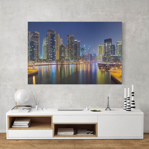 Asian prints Dubai Night Skyline