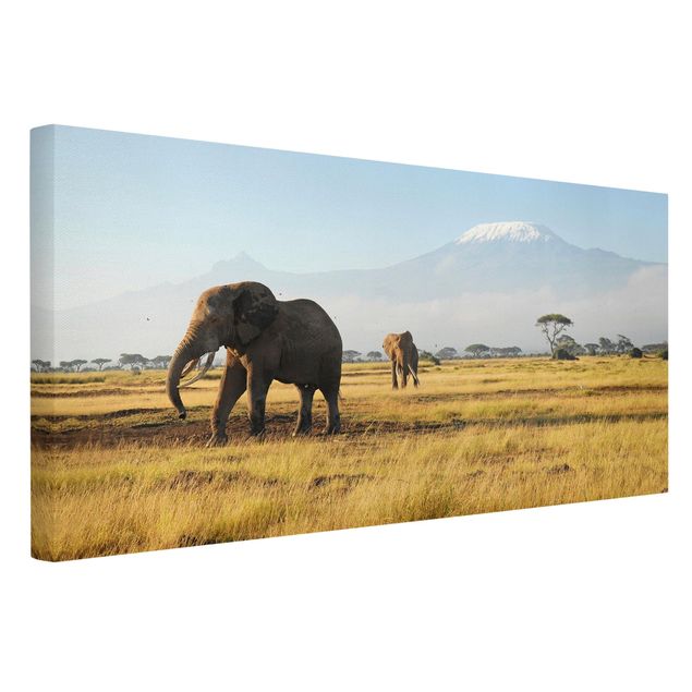 Landscape wall art Elephants In Front Of The Kilimanjaro In Kenya