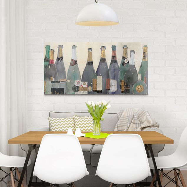 Green art prints Uncorked - Champagne
