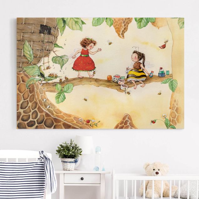 Child wall art Little Strawberry Strawberry Fairy - At the bee fairy's