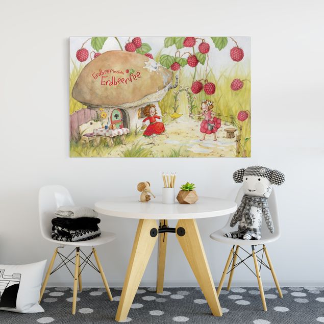 Modern art prints Little Strawberry Strawberry Fairy - Under The Raspberry Bush