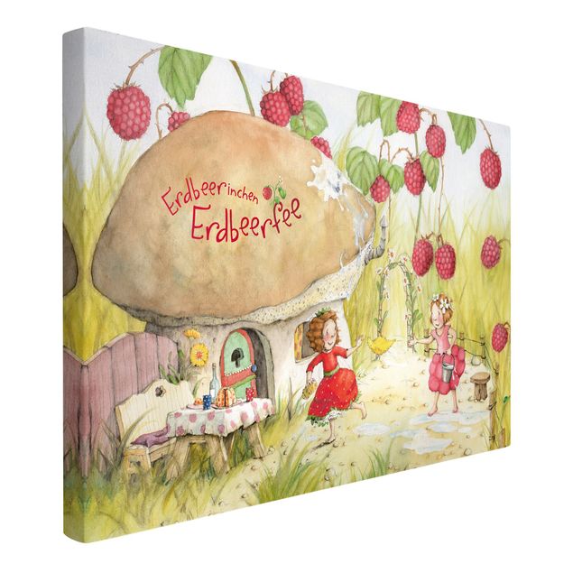 Red canvas wall art Little Strawberry Strawberry Fairy - Under The Raspberry Bush