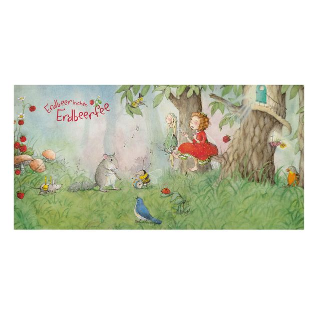Green canvas wall art Little Strawberry Strawberry Fairy - Making Music Together