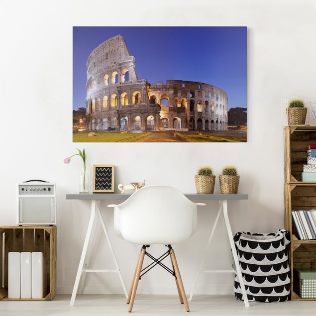 Italy canvas wall art Illuminated Colosseum