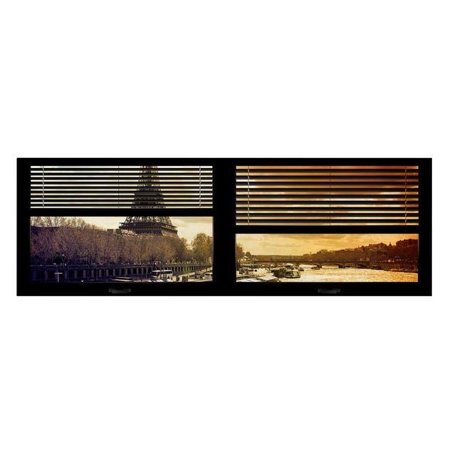 Prints modern Window View Blinds - Paris Eiffel Tower sunset