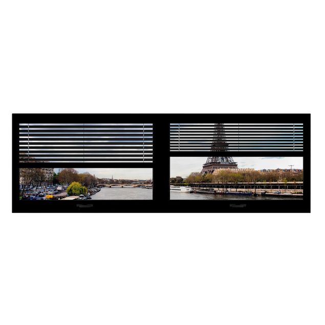Contemporary art prints Window View Blinds - Seine And Eiffel Tower