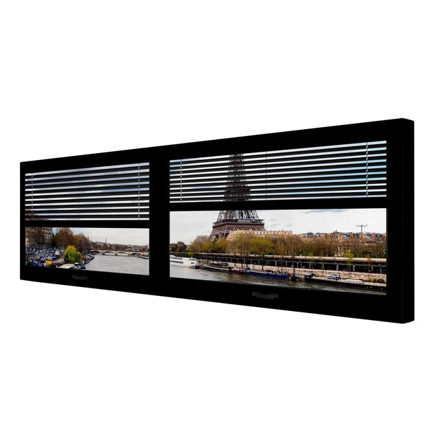 Skyline prints Window View Blinds - Seine And Eiffel Tower