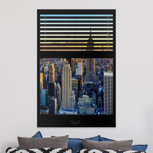 Prints New York Window View Blinds - Sunrise New York
