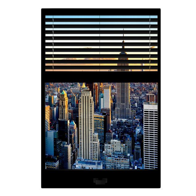 Modern art prints Window View Blinds - Sunrise New York