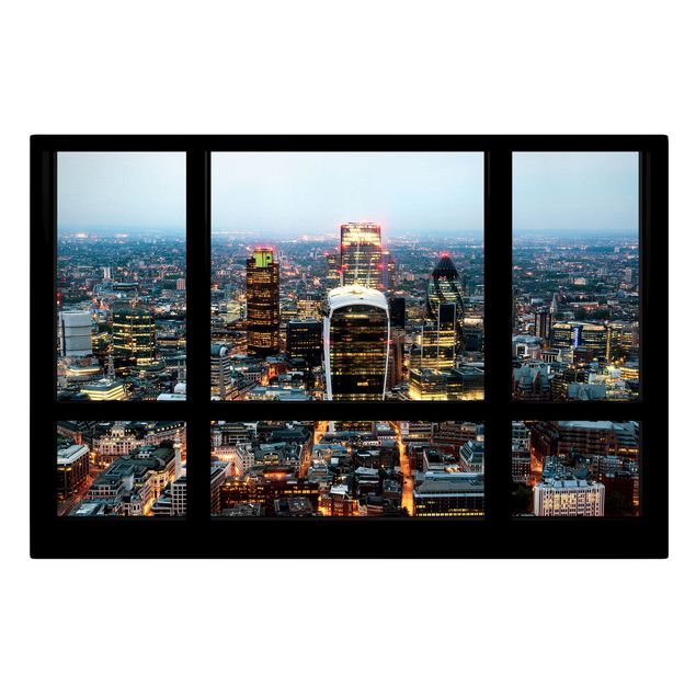 Architectural prints Window view illuminated skyline of London