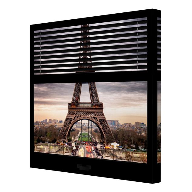 Canvas prints architecture Window Blinds View - Eiffel Tower Paris