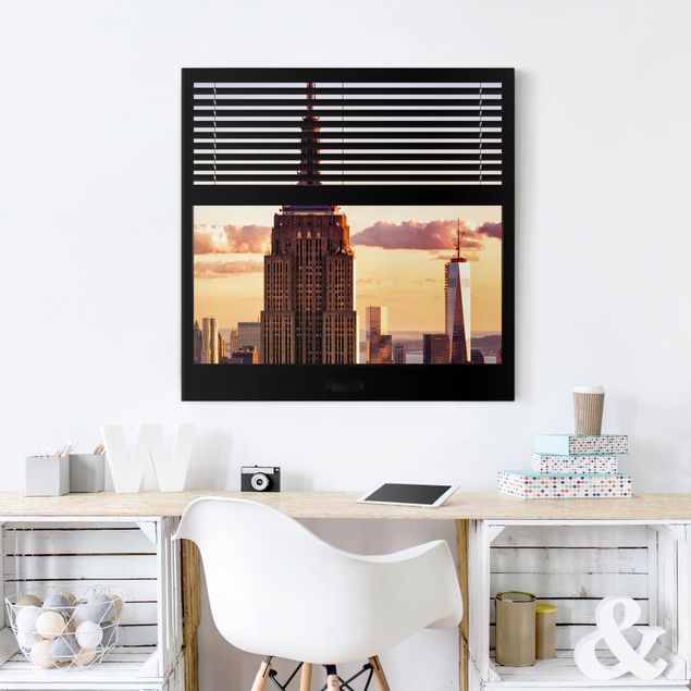 New York skyline canvas Window View Blind - Empire State Building New York