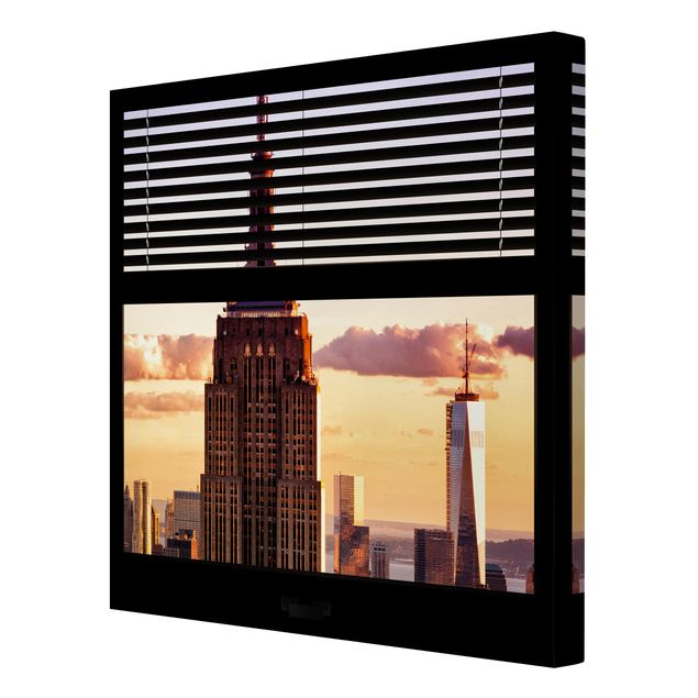 Skyline canvas print Window View Blind - Empire State Building New York