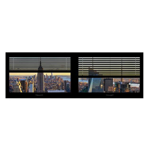 Contemporary art prints Window View Blinds - Manhattan Evening