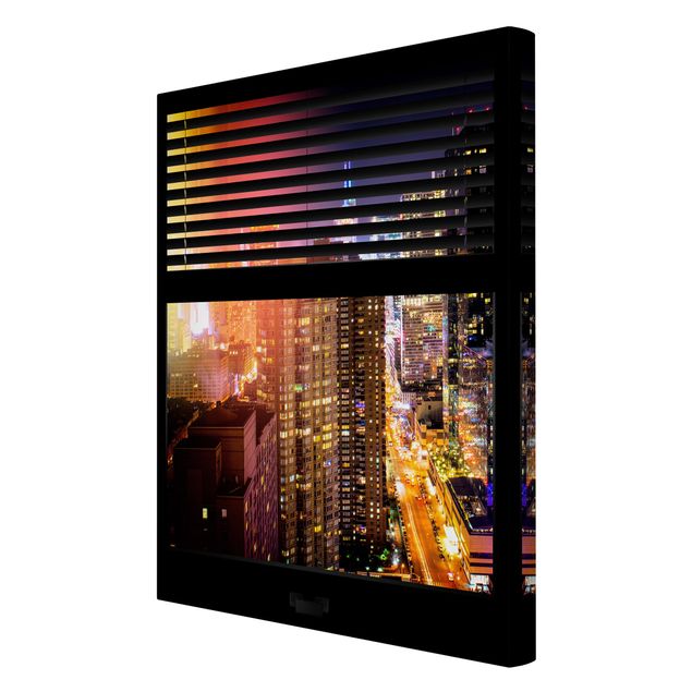 Skyline canvas print Window View Blinds - Manhattan at night