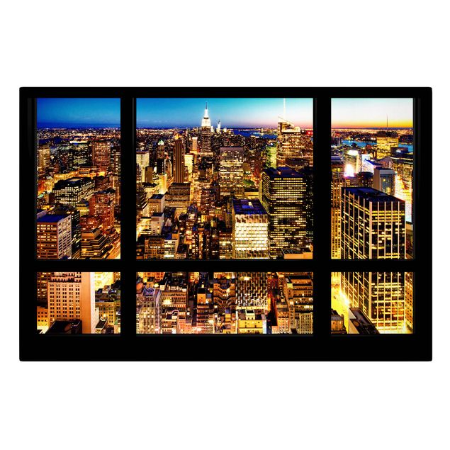 Architectural prints Window view New York at night