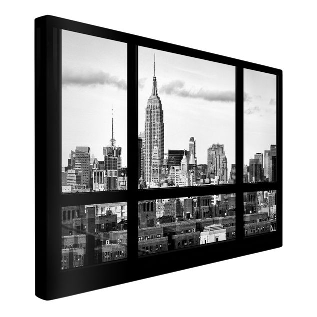 Canvas black and white Window Manhattan Skyline black-white