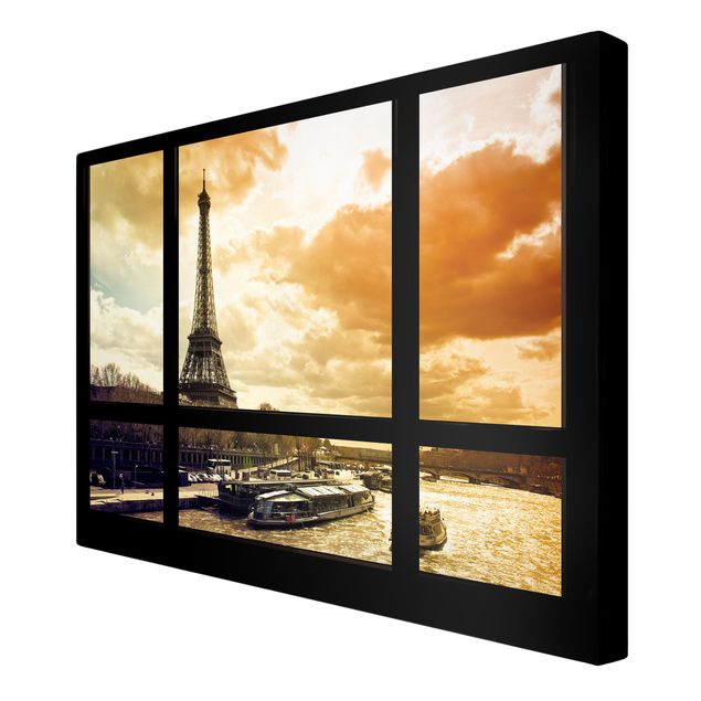 Architectural prints Window view - Paris Eiffel Tower sunset