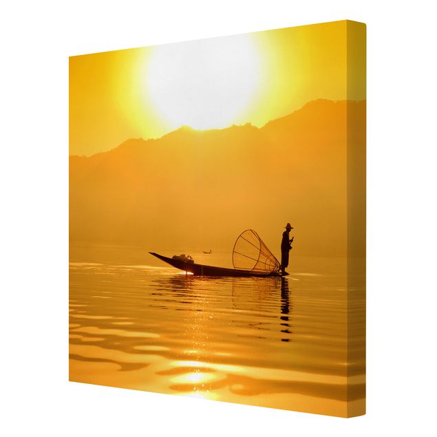 Mountain art prints Fisherman And Sunrise