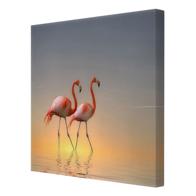 Canvas prints animals Flamingo Love