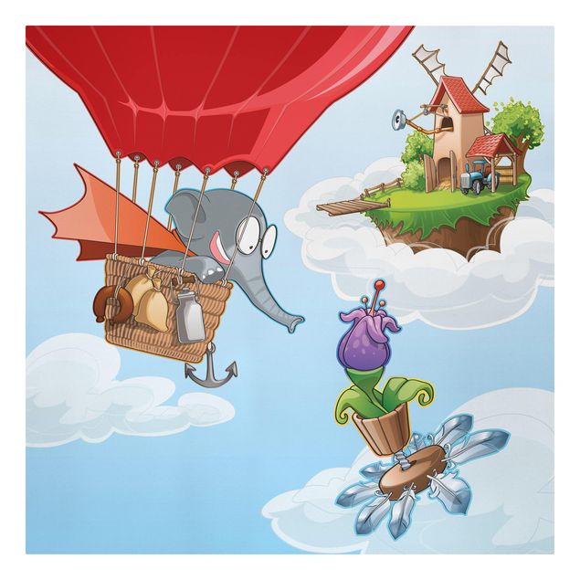 Prints nursery Flying Elephant Farm In The Clouds