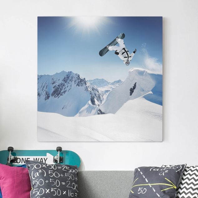 Mountain wall art Flying Snowboarder