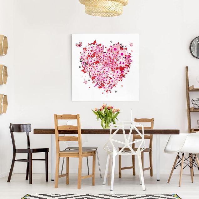 Butterfly canvas art Floral Retro Heart