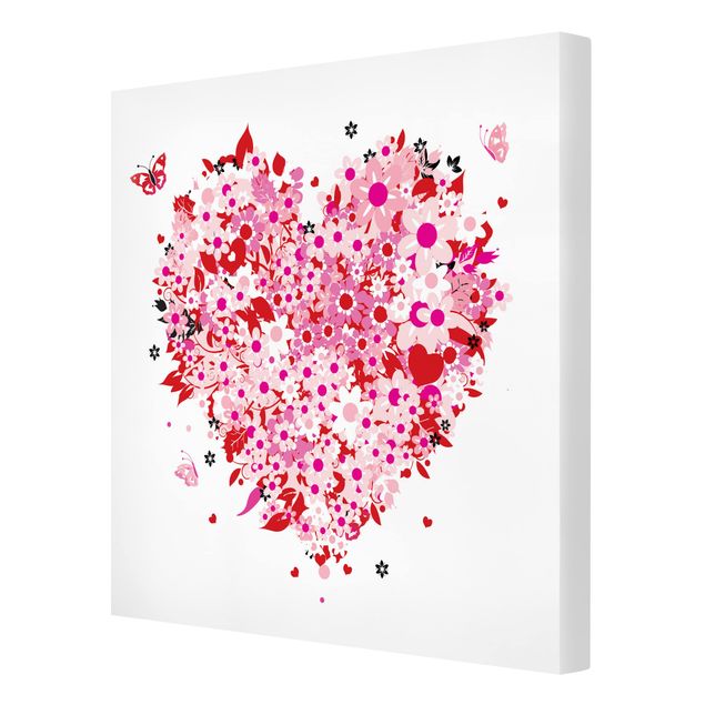 Prints pink Floral Retro Heart