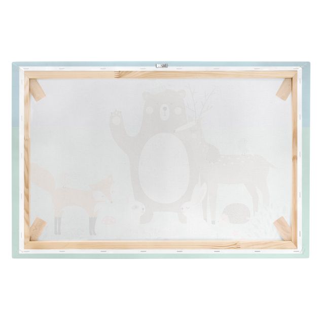 Canvas wall art Forest Friends with forest animals blue