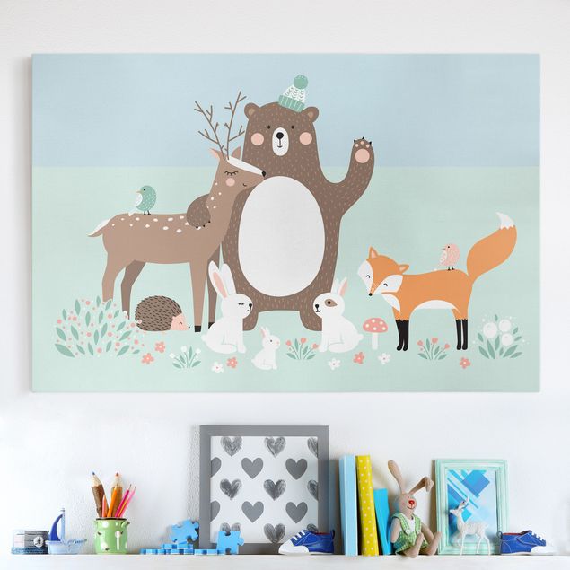 Kids room decor Forest Friends with forest animals blue