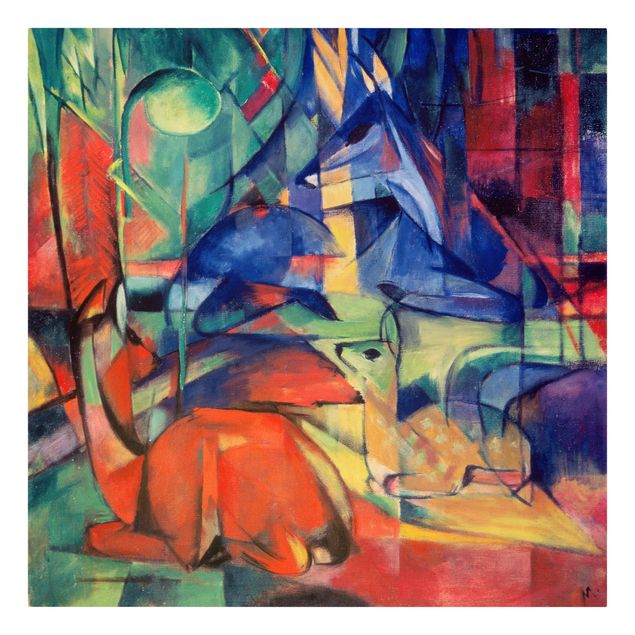Canvas prints art print Franz Marc - Deer In The Forest