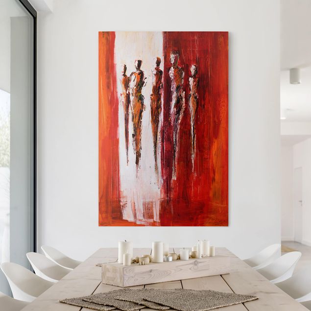 Canvas art Five Figures In Red 01
