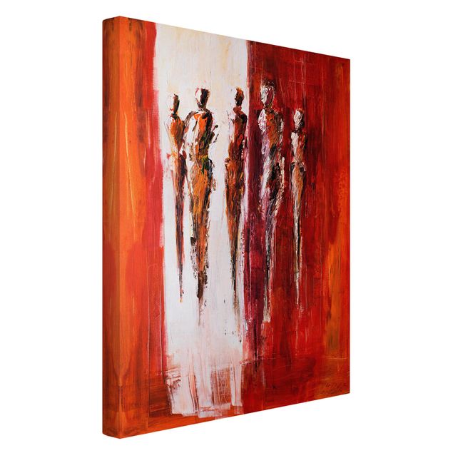 Abstract art prints Five Figures In Red 01