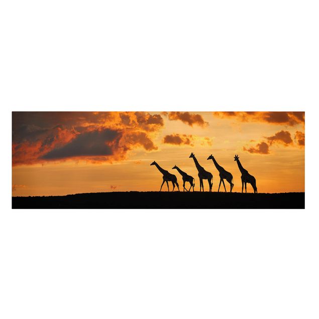 Sunset wall art Five Giraffes