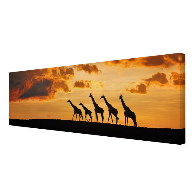 African canvas Five Giraffes