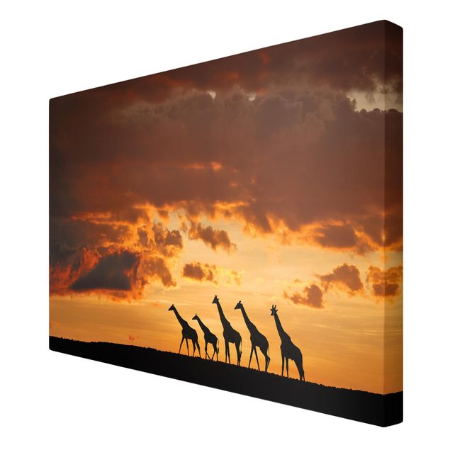 African canvas Five Giraffes