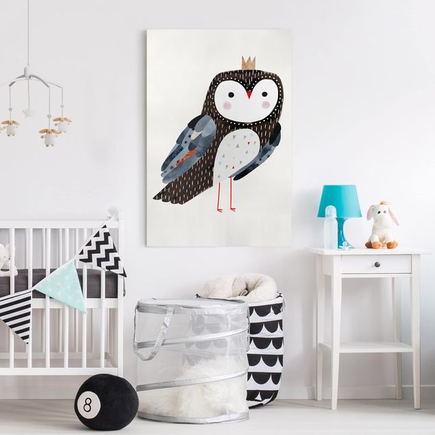 Prints nursery Crowned Owl Dark